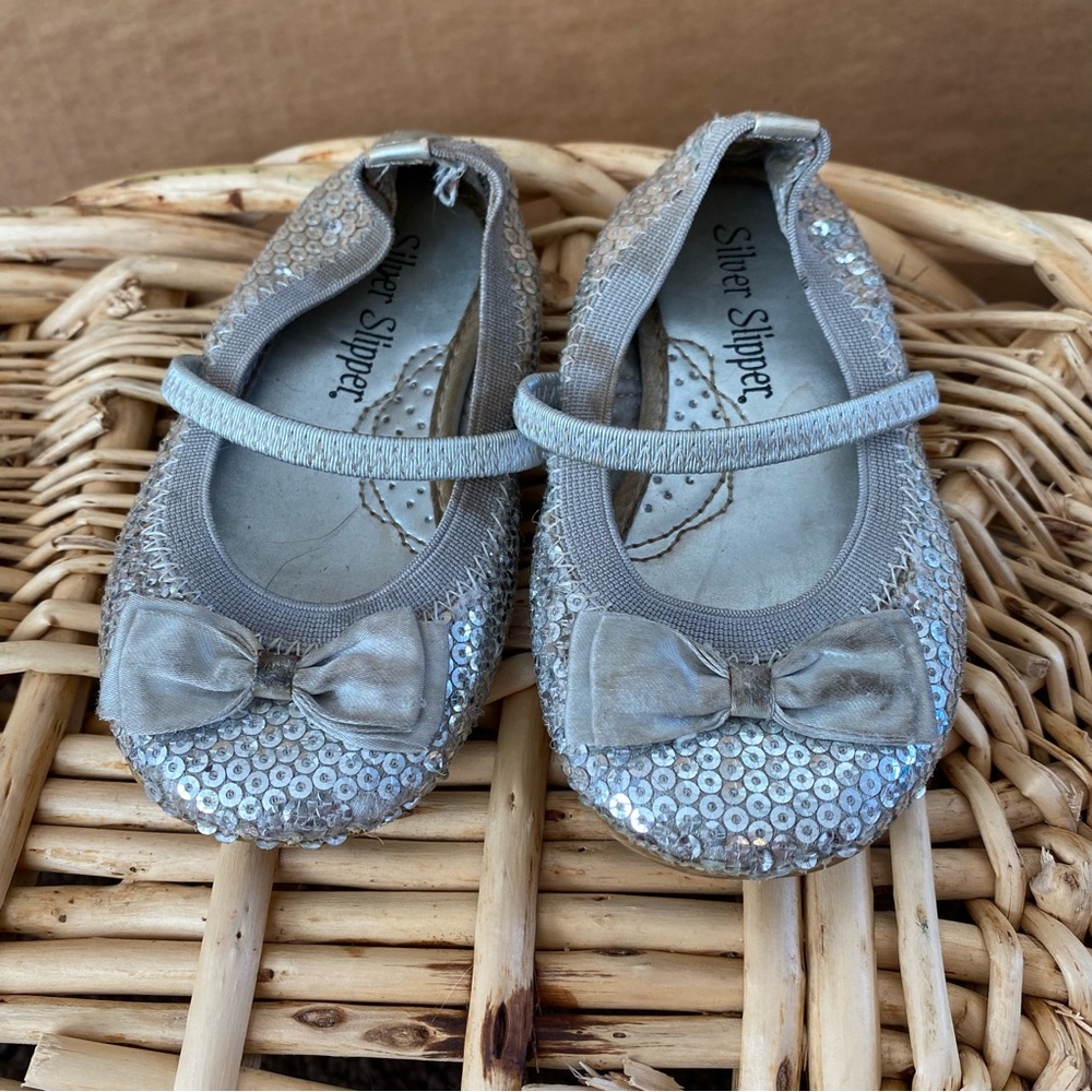 Silver Slipper girls silver sequin flats
